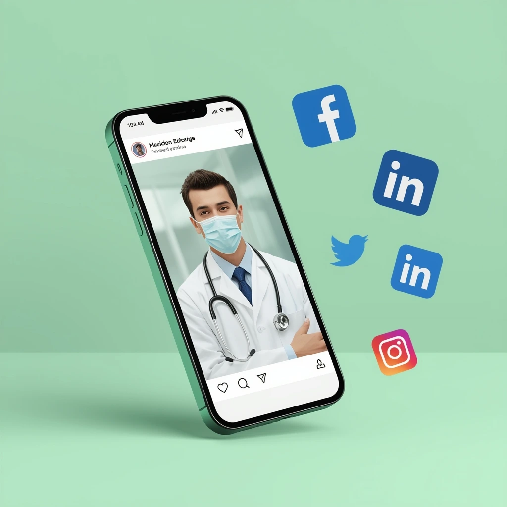 lucid origin Healthcare social media advertising concept doctor creating Instagram and Facebo 0
