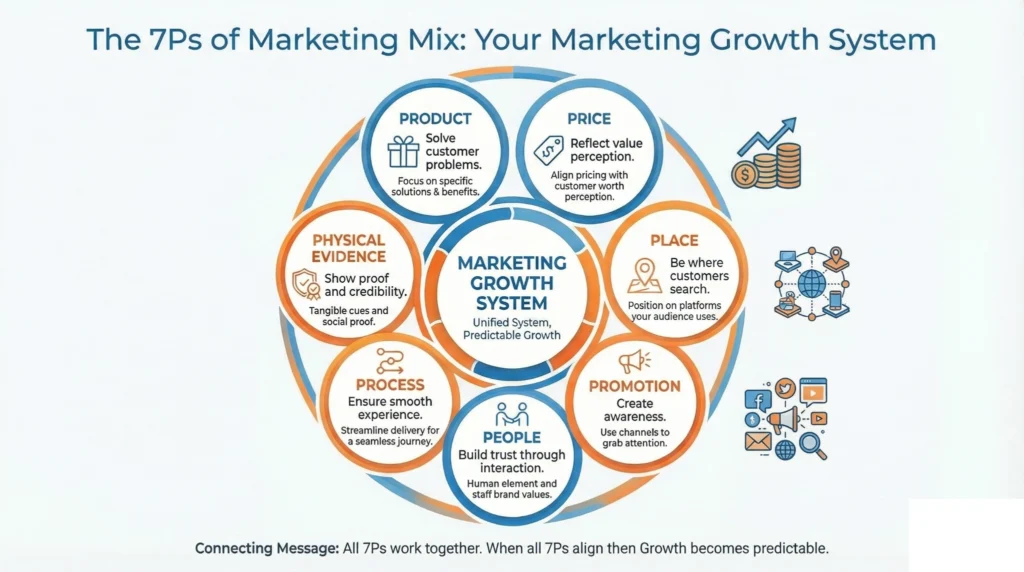 The 7Ps of Marketing Mix — A Complete, Real-World Guide 1 The 7Ps of marketing mix explained infographic with examples