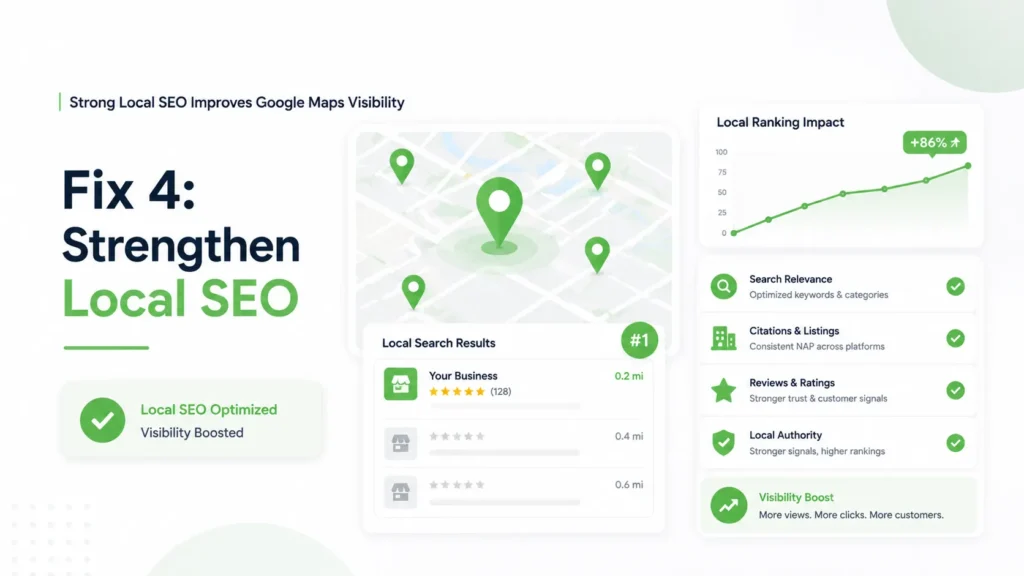 Business Not Showing on Google Maps? 9 Proven Fixes for Local Ranking 5 Fix 4 Strengthen Local SEO