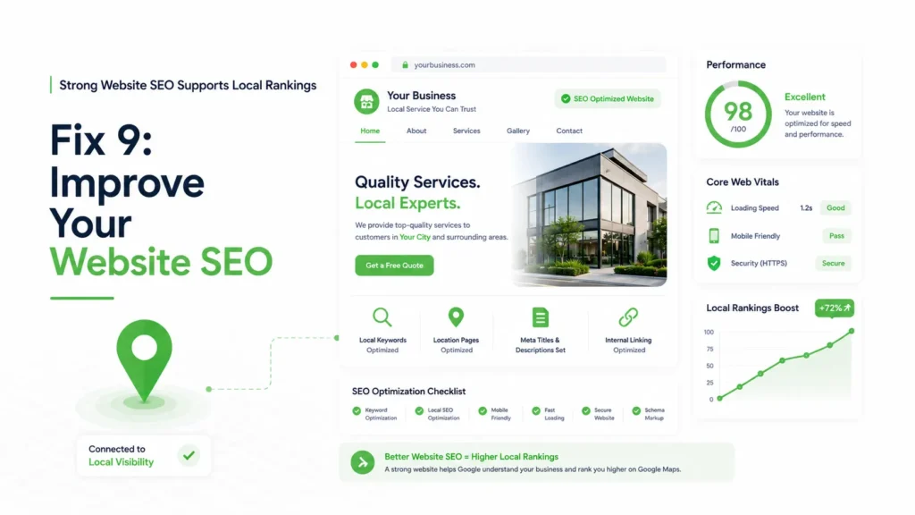 Business Not Showing on Google Maps? 9 Proven Fixes for Local Ranking 10 Fix 9 Improve Your Website SEO